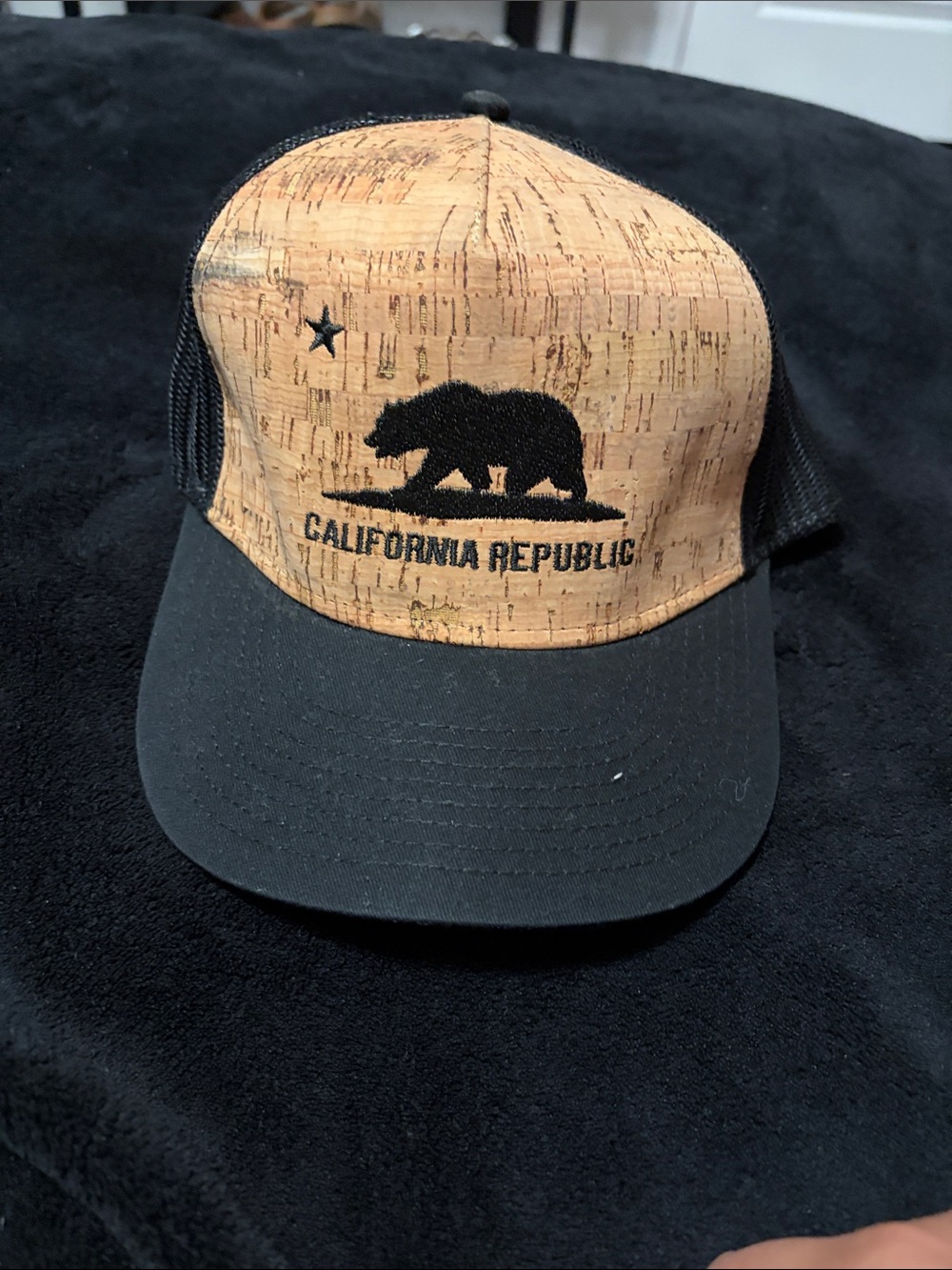 California Republic Cork-Style Trucker Hat - Black & Natural